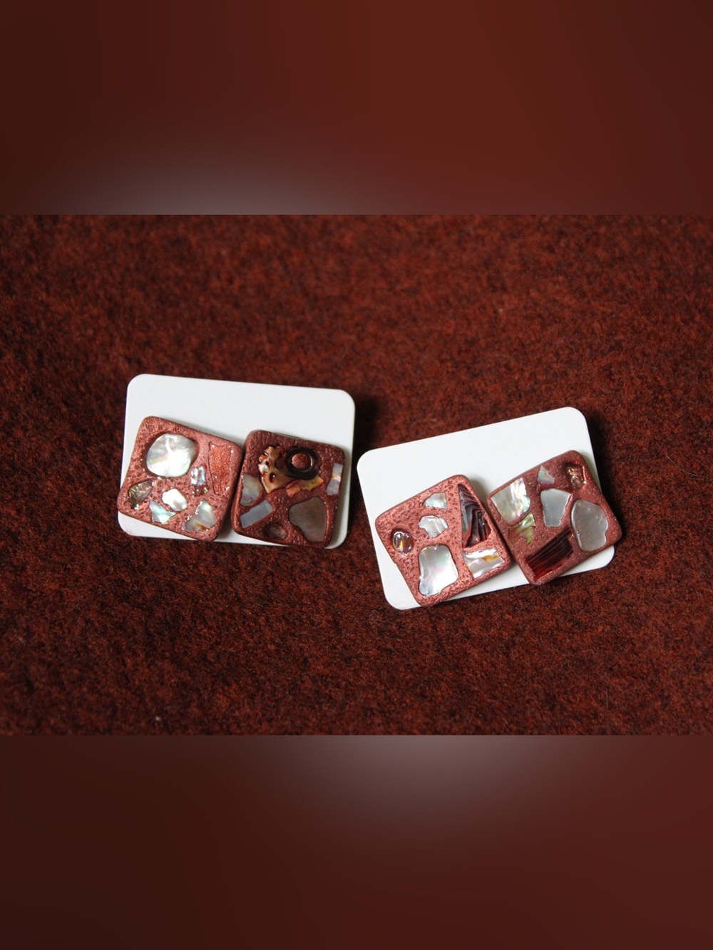 Copper-Tone Abalone Square Stud Earrings - Women Jewelry